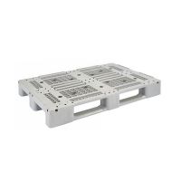 Kunststoffpalette, offenes Deck, 3 Kufen, mit Metallverstärkung, 1200x800x150mm