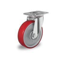 Lenkrolle mit Kugellager für Rollbehälter, PA und PU-Kunststoff, 100mm Durchmesser