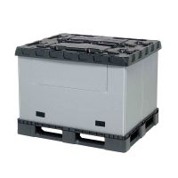 Kunststoff Palettenbox, faltbar, 3 Kufen, mit Schwenkklappe, 1227x1027x965mm