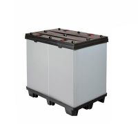 Palettenbox aus Kunststoff, faltbar, 3 anklickbare Kufen, 1220x820x1180mm