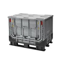 Palettenbox 1211x811x902mm - 590 liter, Kunststoff, mit Tür oben, faltbar